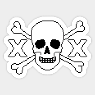 Pixelated Straight Edge Skull and Crossbones XXX Sticker